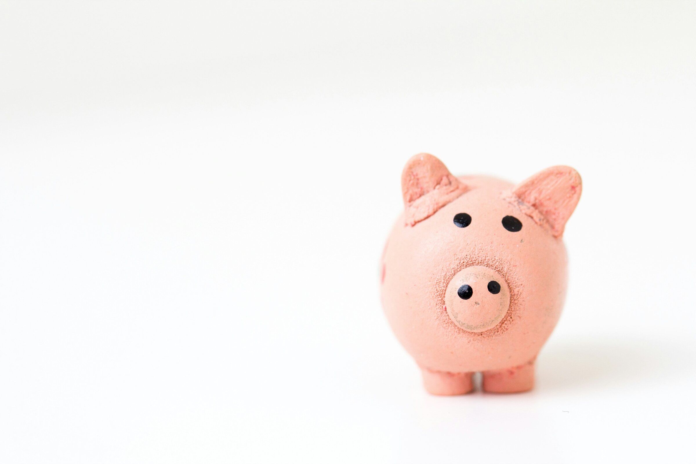 A pink piggy bank on a white background